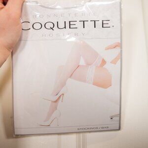 Coquette hoisery thigh high stockings with silicone grip in white